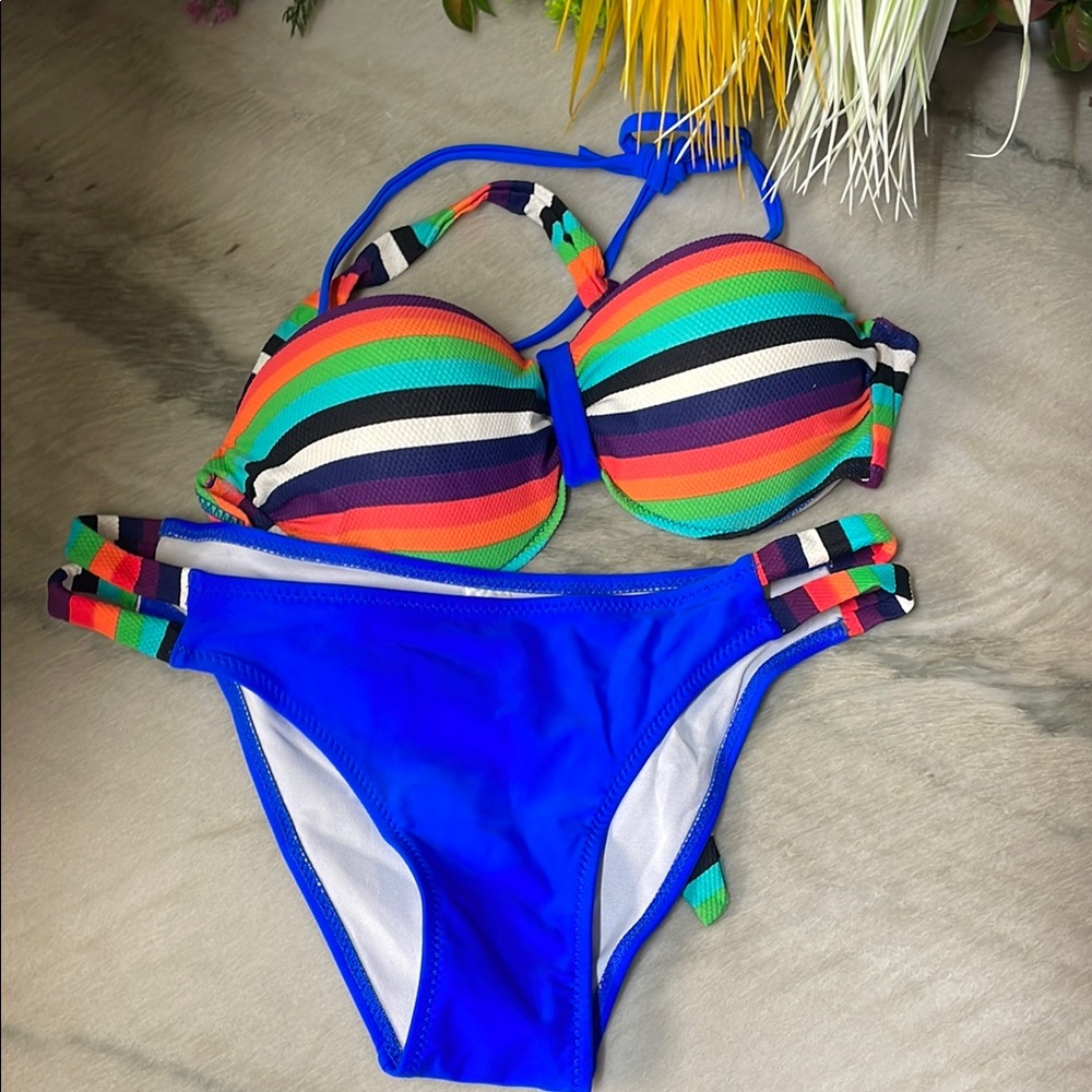 Colorful Striped Bikini Set
